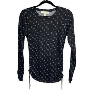 Michael Kors Long Sleeve Casual Top SMALL Black Preppy Basic Fall Layering